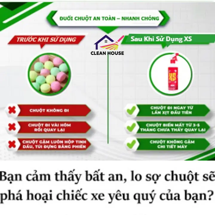 Bình xịt đuổi chuột, côn trùng XS trong ôtô - Dung dịch Chiết Xuất Thảo Mộc, xuất xứ Thái Lan dung tích 500ML 6