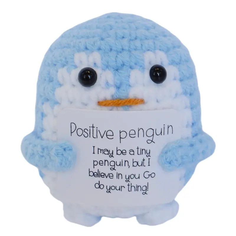 Cute Penguin Design Crochet Ornament, Knitted Penguin Toy with Emotional Support Card, Creative Cute Crochet Ornament for Car Decoration, Bag Pendant, Gift for Her, Girl's Gift, Gift for Mom, Mother's Day Gift, Stuffed Animal, Kids Toys 0