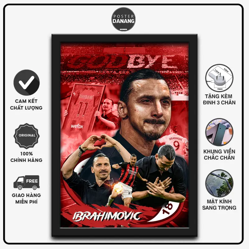 POSTER Zlatan Ibrahimovic Giải nghệ, khung tranh trang tri Zlatan Ibrahimovic Giải nghệ (25x35cm bao gôm Poster va kh 0