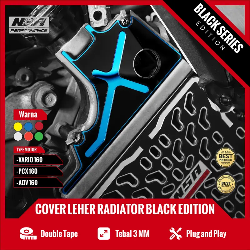 NSA GARNISH COVER LEHER RADIATOR BLACK SERIES VARIO PCX ADV STYLO Leher Radiator Honda 125/150/160 Aksesoris NSA Performance Akrilik Engine Laser Motor Motorcycle 3