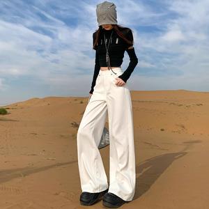 ホワイトハイウエストストレートレッグジーンズ|アメリカンレトロスタイル|女性用スリムフィット通勤パンツ-GY 821