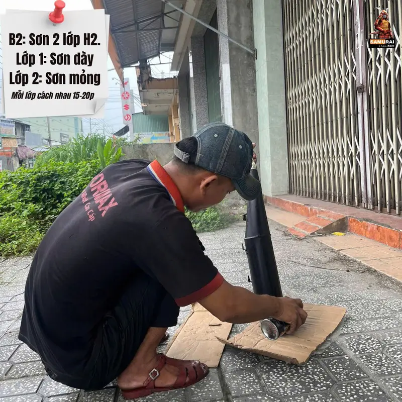 Sơn Xịt Samurai H2 Chịu Nhiệt Chống Cháy Màu Đen Mờ 300ml - Sơn Pô Xe Máy, Ô Tô 2