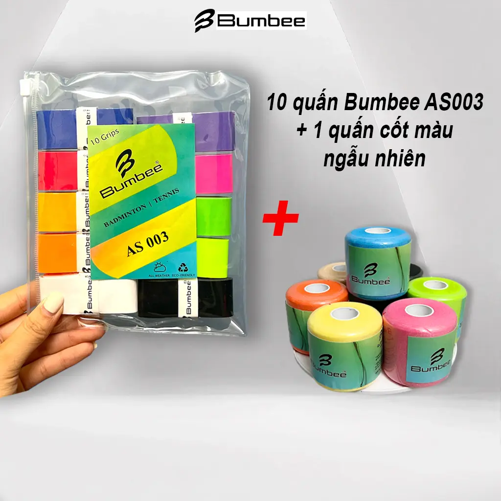 [COMBO QUỐC DÂN] 10 Quấn Cán BUMBEE AS 003 + 1 Quấn Cốt Vợt Màu Ngẫu Nhiên Vợt Cầu Lông Cán Vợt Sport