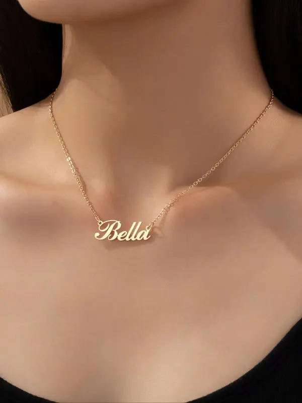 Elegant Letter Detail Pendant Necklace,  Stainless Steel Matching Necklace Jewelry for Party, Daily Clothing Decor, Minimalist Aesthetic Jewelry Gift for Women & Girls 0
