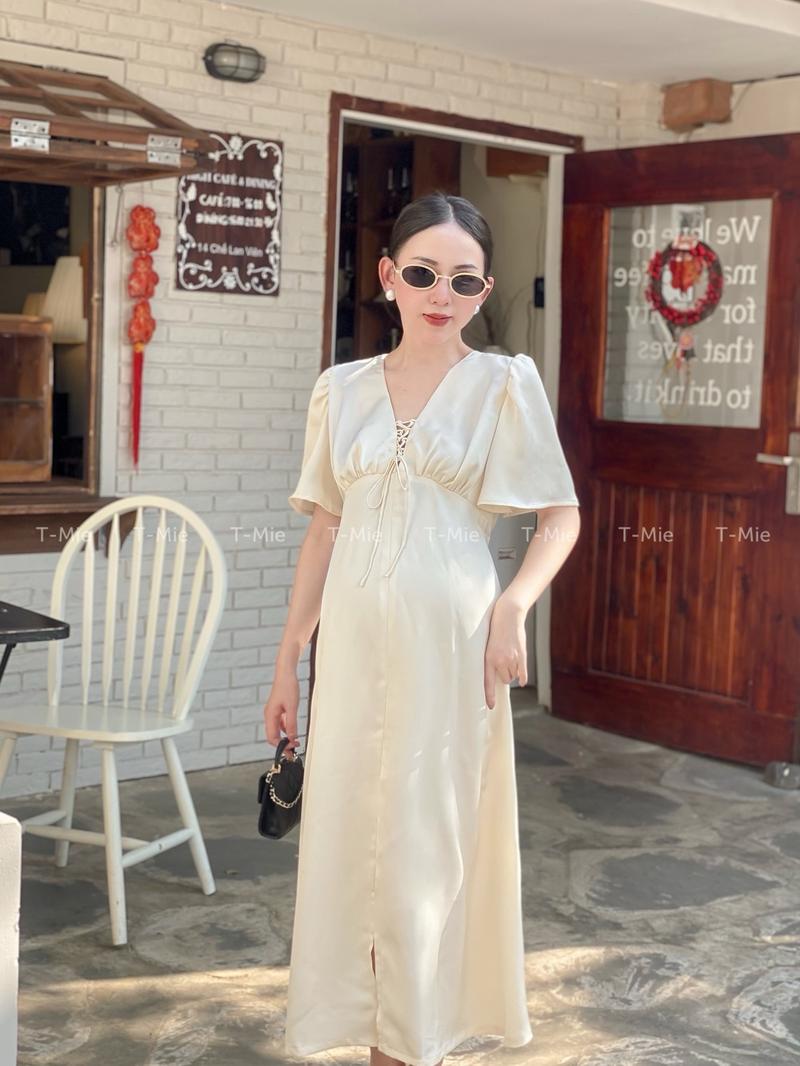 Product Introduction of T-Mie | Đầm Bầu Lụa Tô Châu Dáng Dài Sang Trọng Đi Tiệc, MD5094 Nữ Nhung phi 8