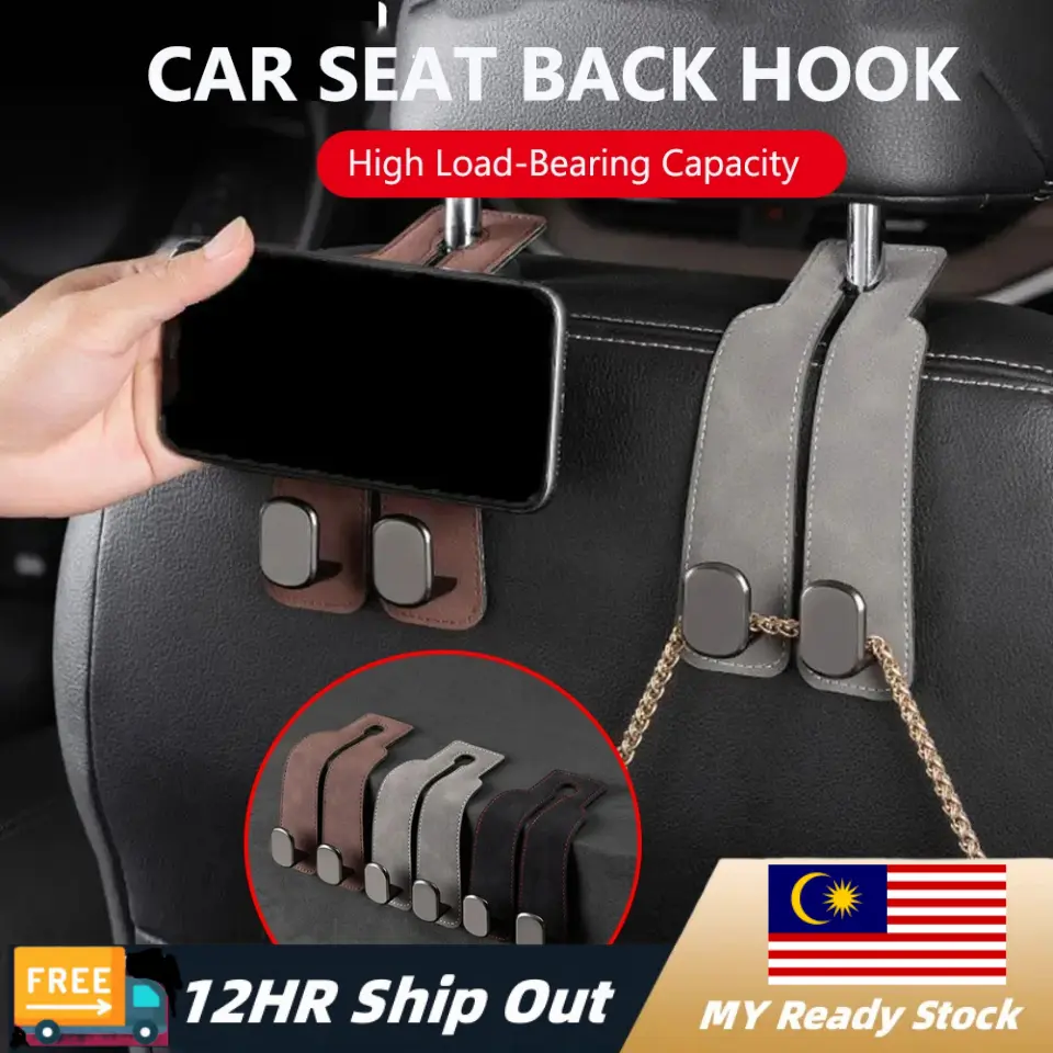 1pcs (Local Shipment) Microfiber Leather Car Seat Back Hook Universal Car Hook Holder Suede Metal Hook Hanger Car Interior Accessories