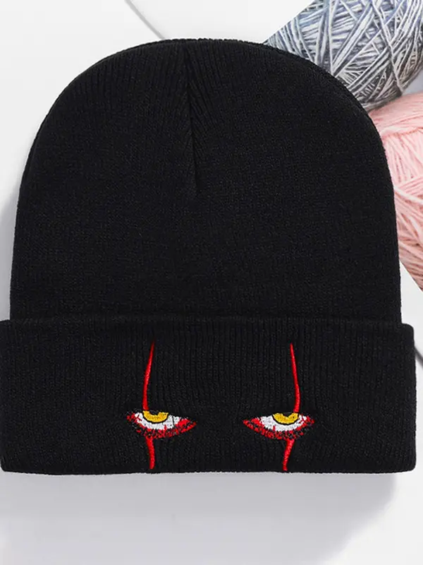 Unisex Street Style Beanie Hat with Eye Design, Casual Trendy Warm Beanie Hat, Fashionable Knitted Beanie Hat For Fall & Winter 7