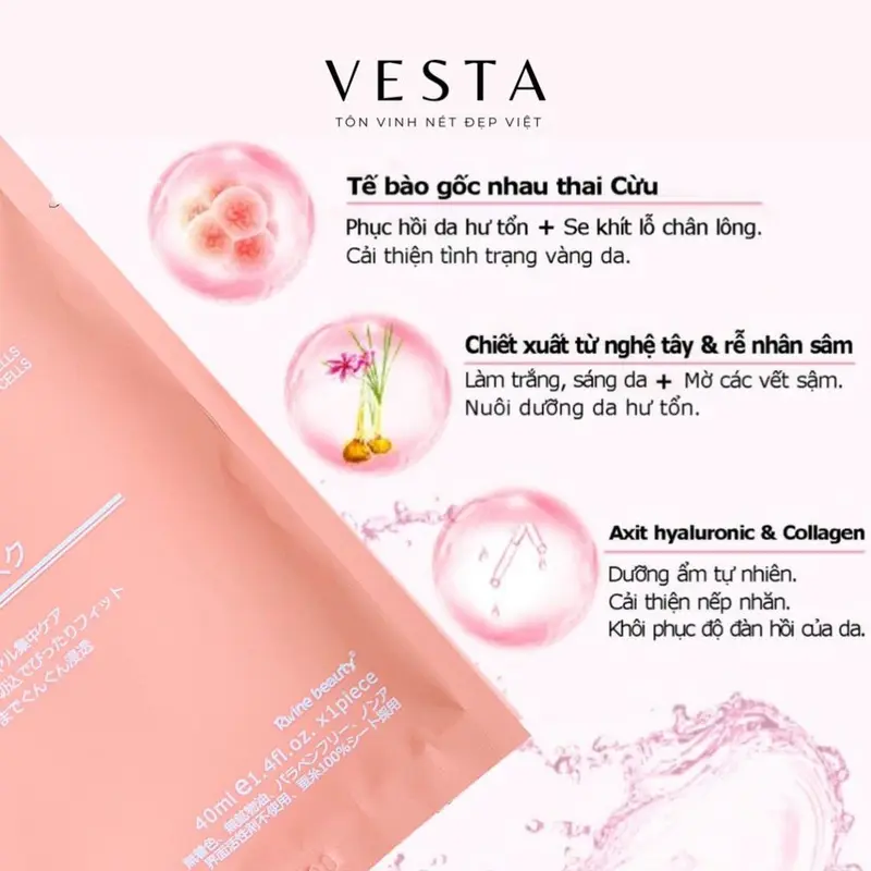Mặt nạ nhau thai cừu nhật mask giấy rwine dưỡng da dưỡng ẩm 40ml - Shin Shop 7