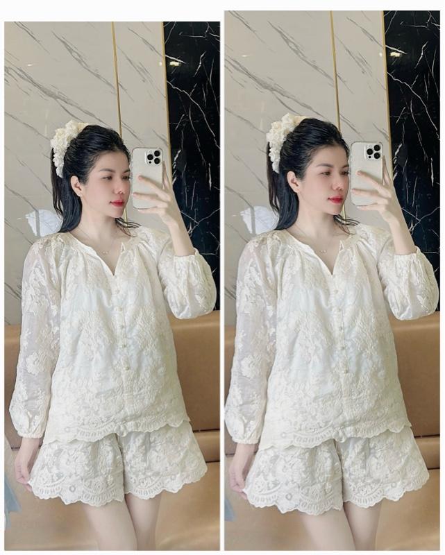 Product Introduction of SET REN HOA HỒNG CHẤT TƠ PHA REN CÓ TAY DÀI,TAY NGẮN(665) 2