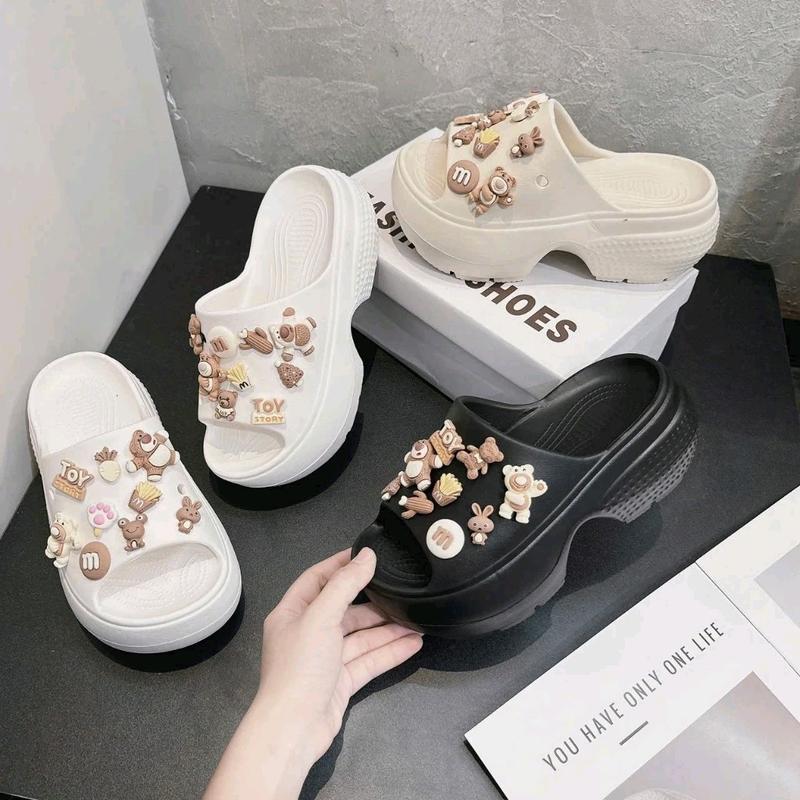 Dép nữ quai ngang Tặng kèm sticker cao su eva đế cao 7cm êm nhẹ,Dép bánh mỳ MLS312