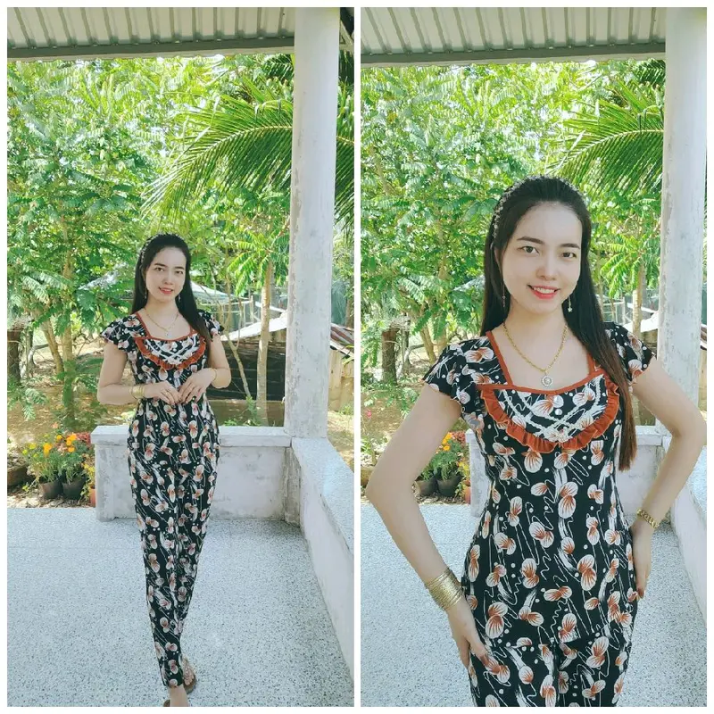 bộ cổ vuông phối bèo màu tay cánh tiên quần dài ống nhỏ size 12345 (40-78kg) Áo Thun 1