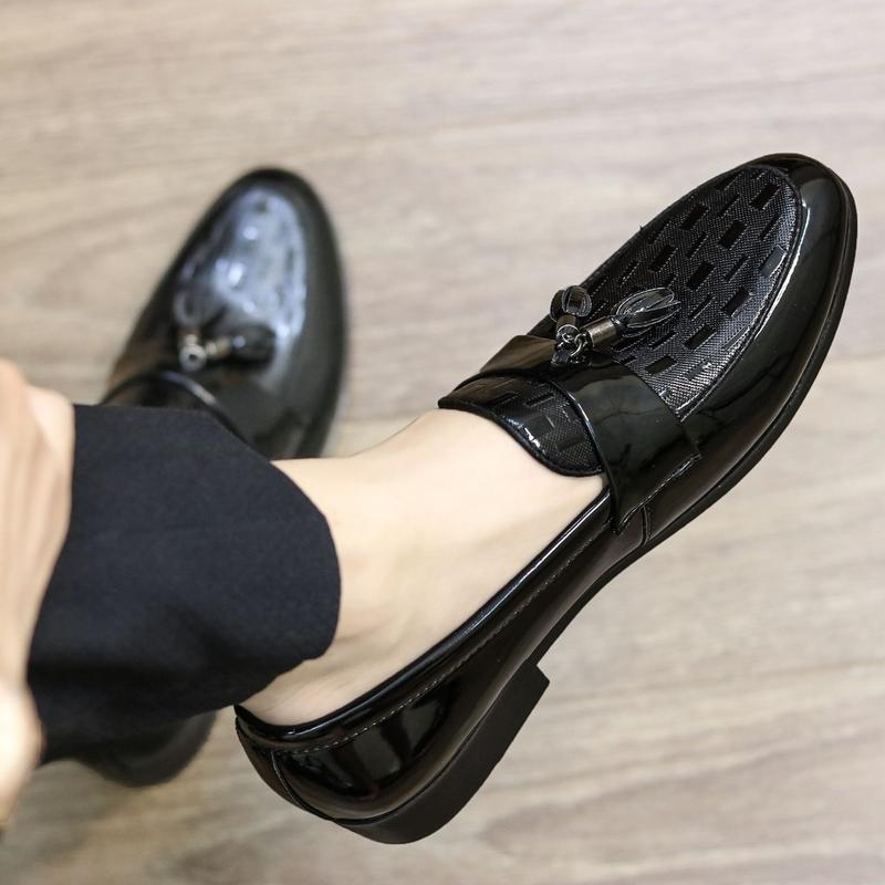 Giày lười nam cao cấp > giày nam da bóng in caro đính chuông thanh lịch tinh tế, đế khâu chỉ gai chắc chắn phù hợp tất cả outfit - Shoes 5