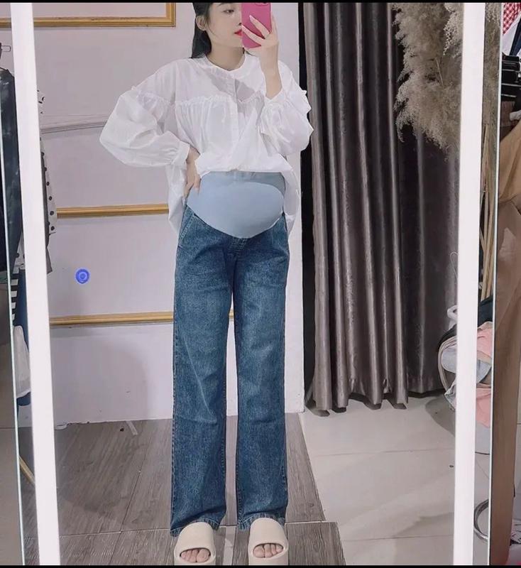 Quần Jean Bầu Ống Rộng Ôm Bụng Co Dãn Nhẹ Phù Hợp Đi Làm, Đi Chơi MB02M062 Váy Bầu Len Đầm Bầu Sandal