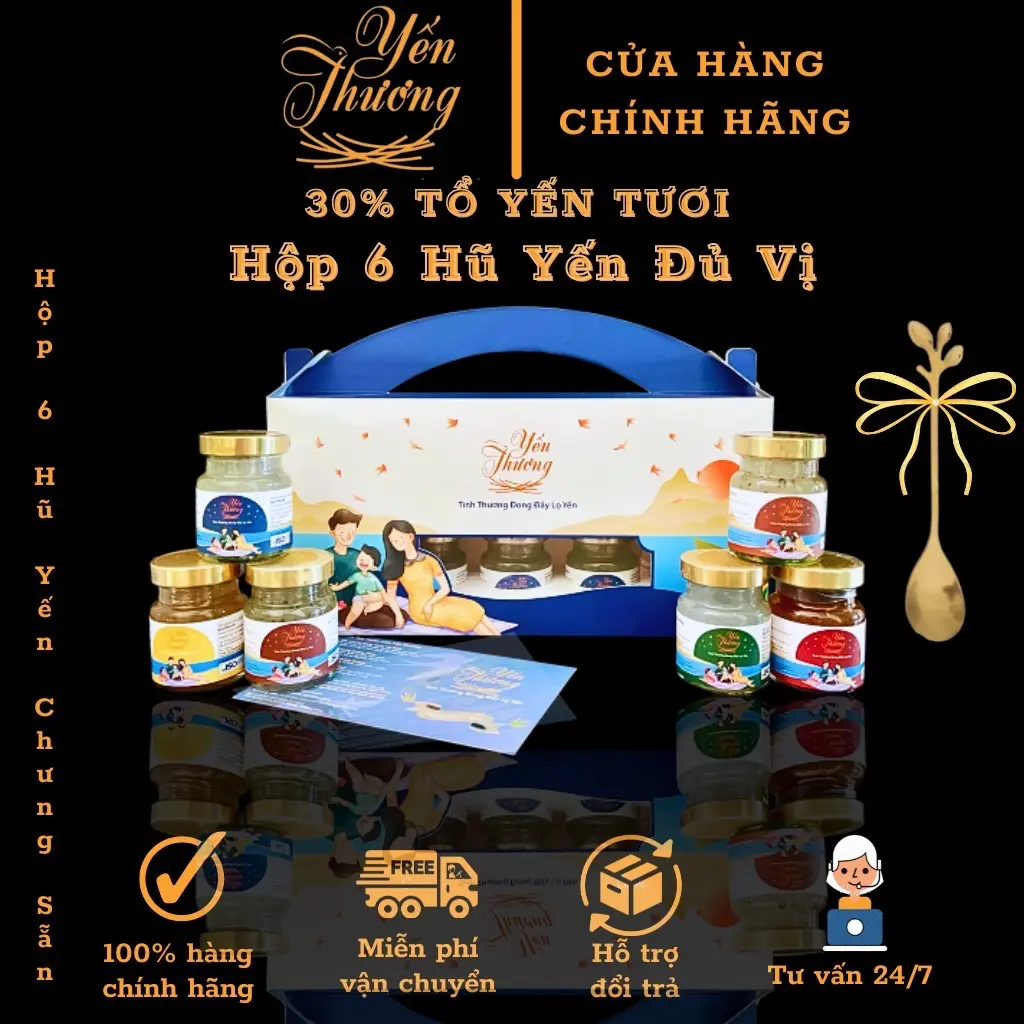 [Kèm Quà] Combo 6 Hũ Có Hộp Yến Chưng Sẵn  30% Tổ Yến Tươi Khánh Hoà- Yến Thương
