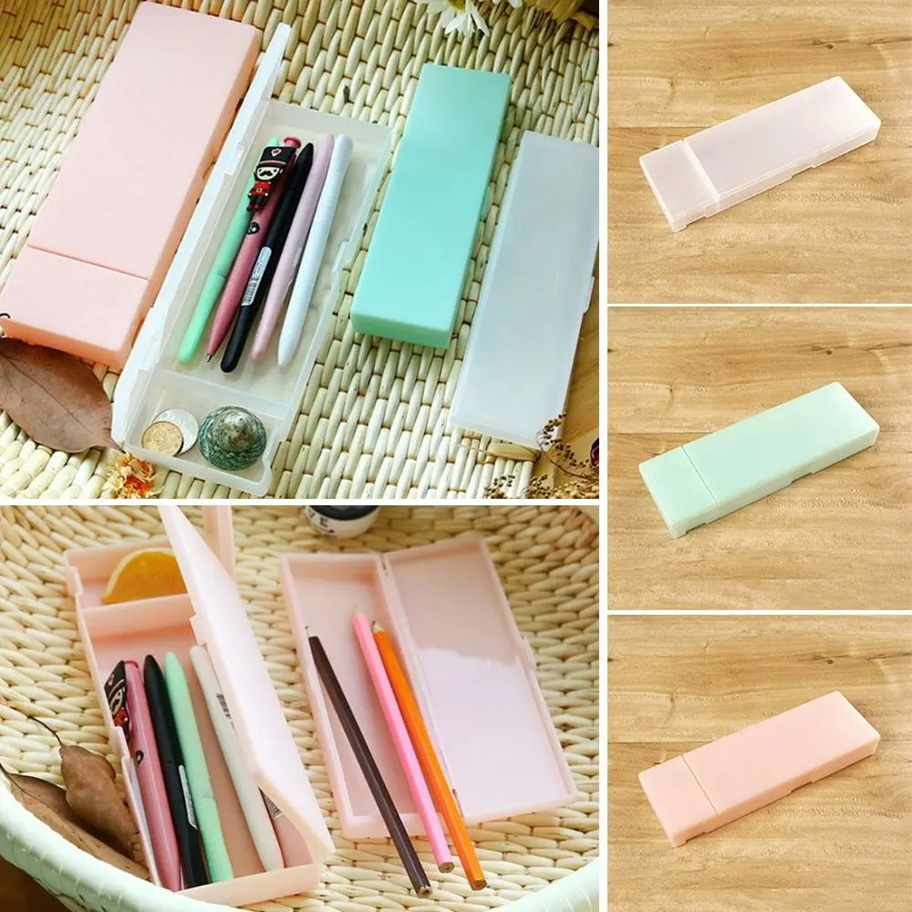 Simple Non-toxic Pencil Case Frosted Students Gift Stationery Box Hard Plastic Translucent Pencil Box for Kids