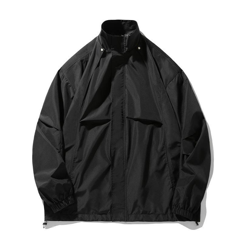 Product Introduction of Japanese Waterproof Pleated Design Men's Jacket - Autumn Casual Loose Fit Unisex Streetwear Workwear Windbreaker Coat (Trendy & Versatile) 5