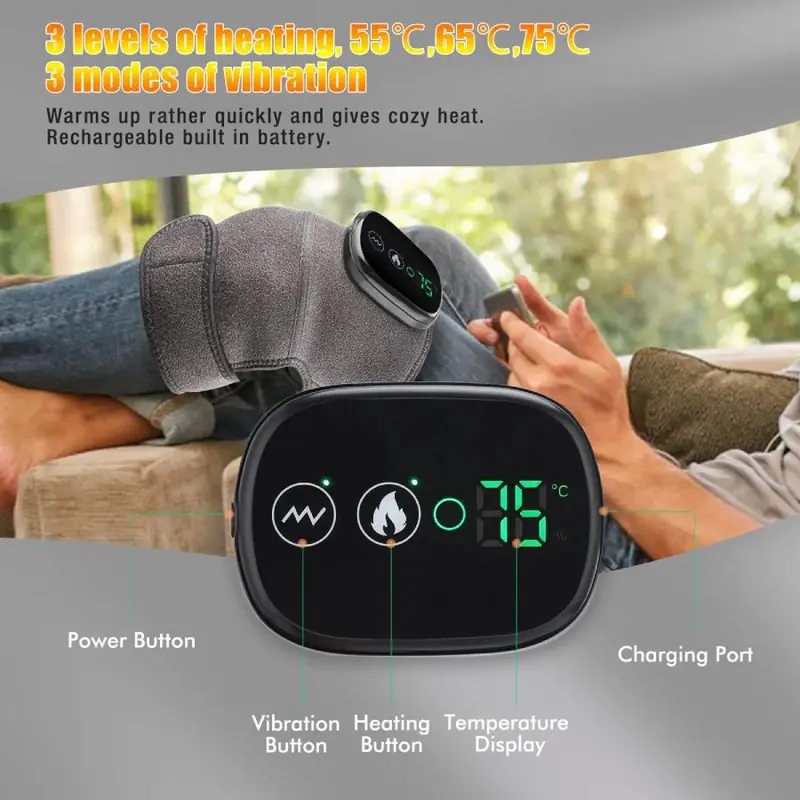Heated Vibration Knee Massager, Adjustable Electric Knee Massager, Muscle Relaxation Heated Massage Equipment, Stocking Fillers Gift 3