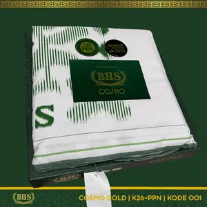 Sarung BHS Cosmo Gold Motif K26 PPN Warna Putih Polos Bahan Viscose Blend Halus dan Lembut [Garansi Original]