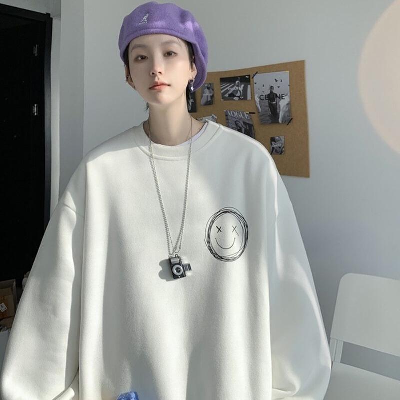 Áo Sweater nỉ bông  nam nữ  ,Áo hoodie nỉ cổ tròn mặt cười 1