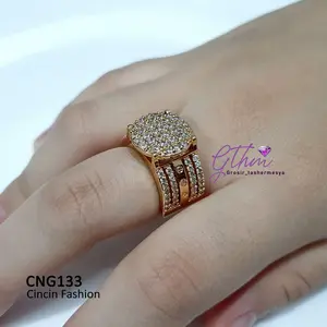gthm jewelry Cincin wanita mewah CNG133 Elegan Perhiasan sultan pesta elegant seperti sosialita permata berkilau bisa untuk sehari-hari gold dan silver Rings