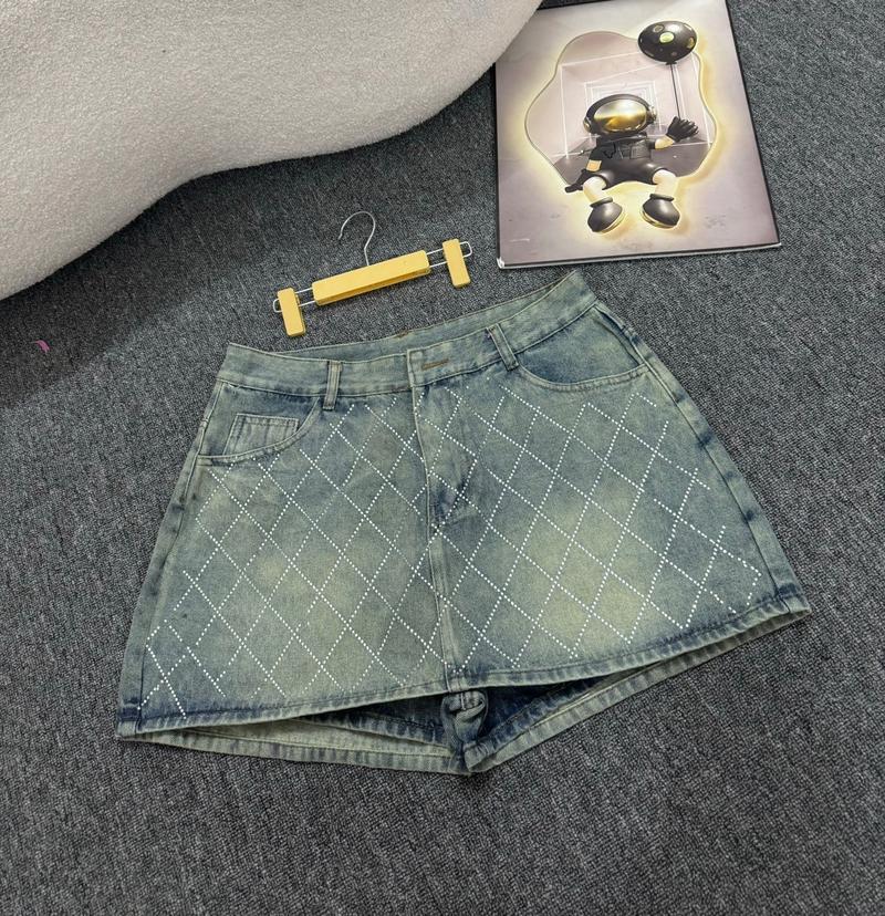 Product Introduction of [55-90kg] Quần váy jean đính hạt lưng cao Women 3