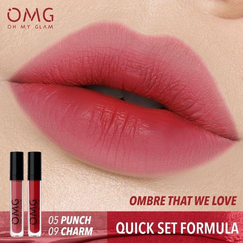 ( 2 PCS PAKET ) Ombre Lipstik OMG OH MY GLAM | Lipcream OMG Ombre Coffee Edition | Ombre Lips OMG Tahan Lama Bibir Lipstick Creamy Gloss 0