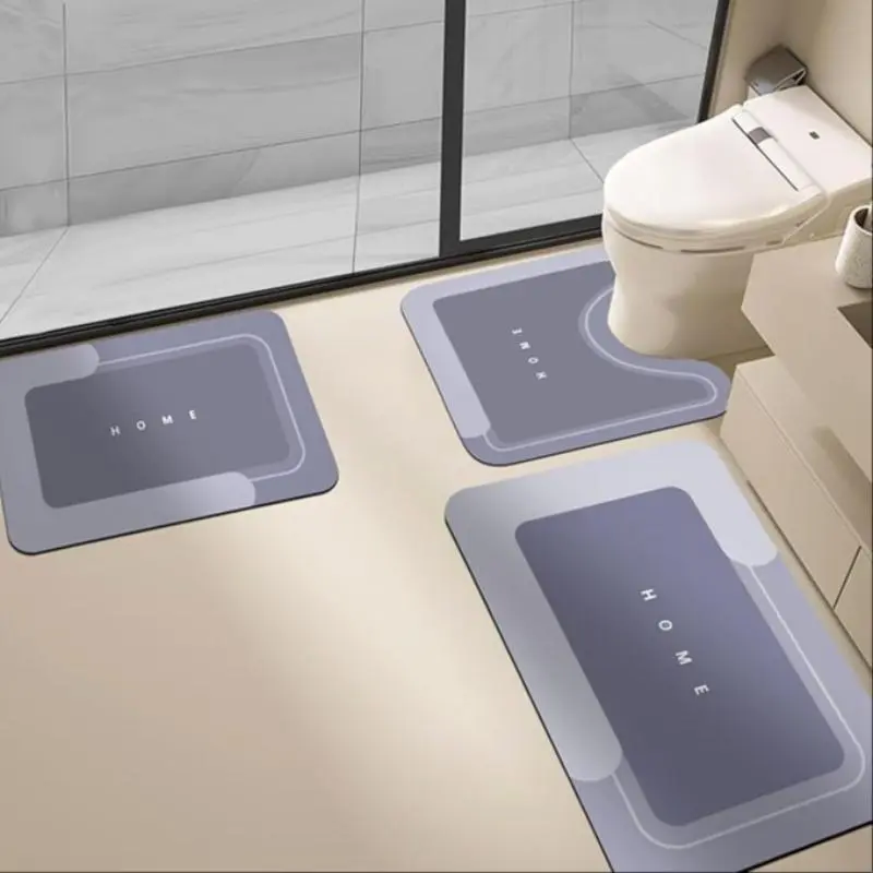Bathroom Mat Set, 3 Counts/set Non-slip U-shaped Mat & Rectangular Mat, Quick Drying Bathroom Floor Mat, Bathroom Accessories, Home Goods 6