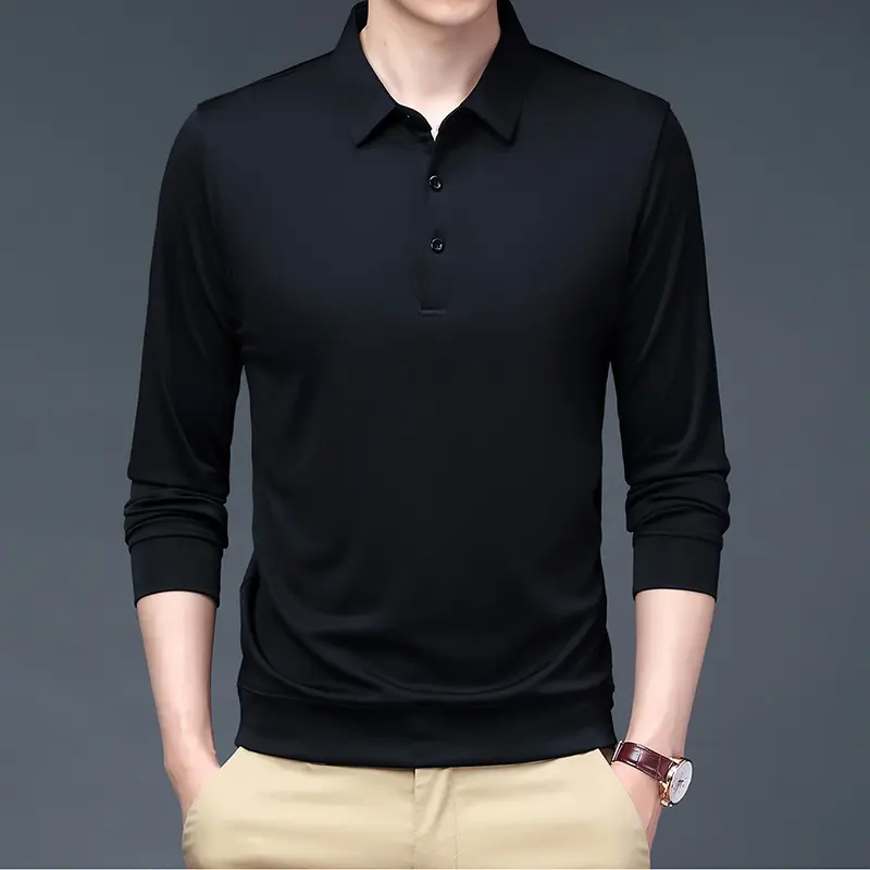 BigSize Áo Polo Dài Tay Nhiều Màu Phom Xuông Chất Thun dày Mềm Mịn Mát Không Xù Lông 2