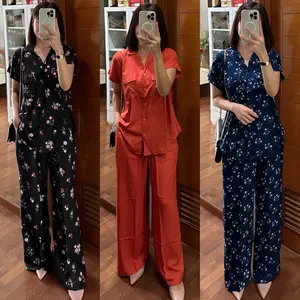 SETELAN WANITA KEKINIAN SET WANITA BAJU CELANA BUSUI BUMIL FRIENDLY PAKAIAN WANITA BAHAN RAYON PREMIUM ADEM Fit Kancing Tangan Kantong Karet Panjang