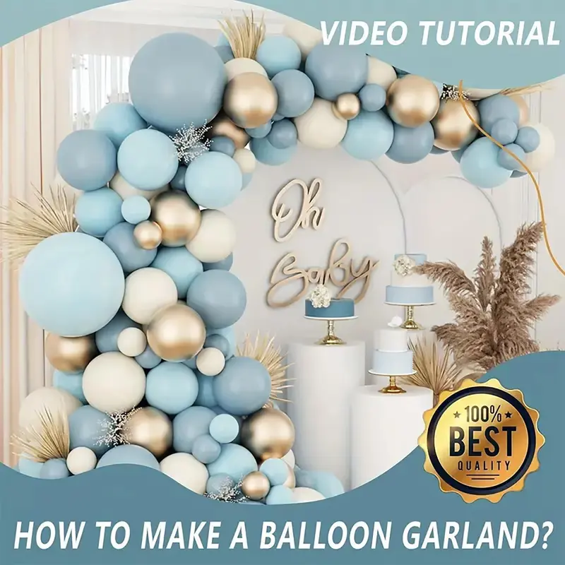 Balloon Garland Arch Kit, 110counts/set Mixed Color Latex Balloon, Baby Shower Baby Boy Baby Girl Birthday Party Decor 3