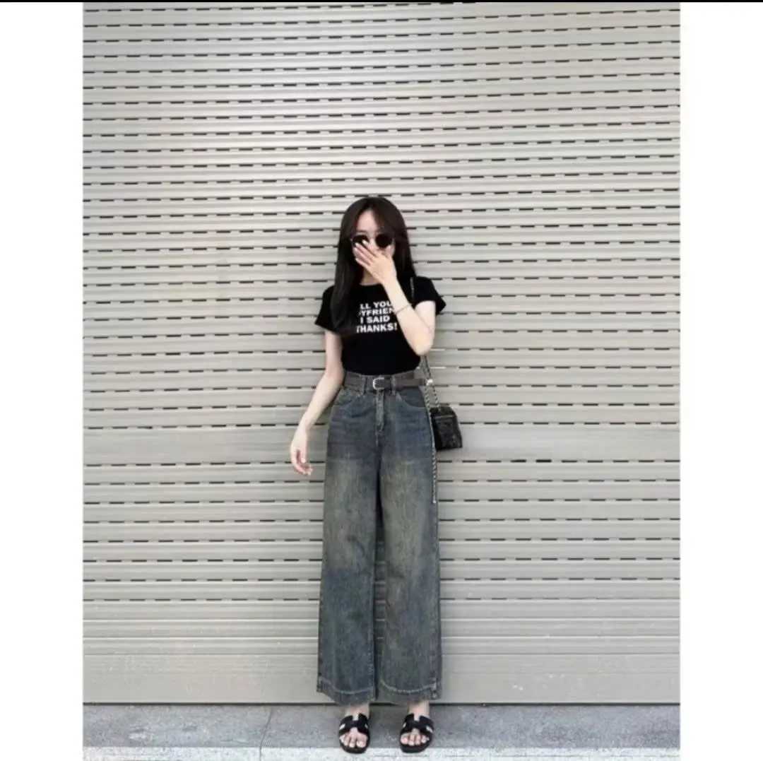 QUẦN BÒ ỐNG SUÔNG DENIM ỐNG RỘNG DÁNG DÀI CẠP CAO MẪU MỚI,QUẦN JEANS BÒ HÀNG ĐẸP(kèm ảnh thật)L1