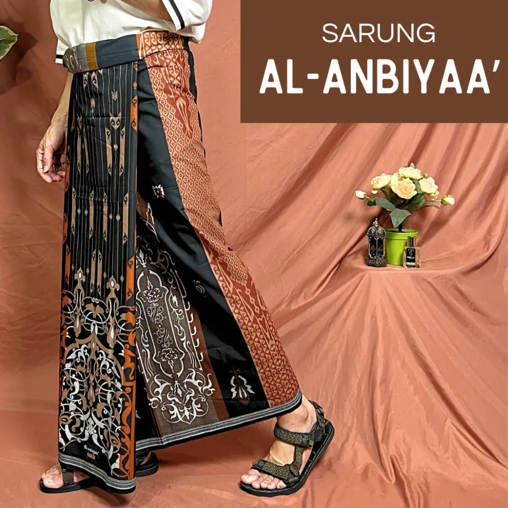 Sarung Pria Santri Dewasa Muslim Al Anbiyaa Gosir 10 pcs Bahan Katun Motif Songket Hitam Tenun Batik Kain