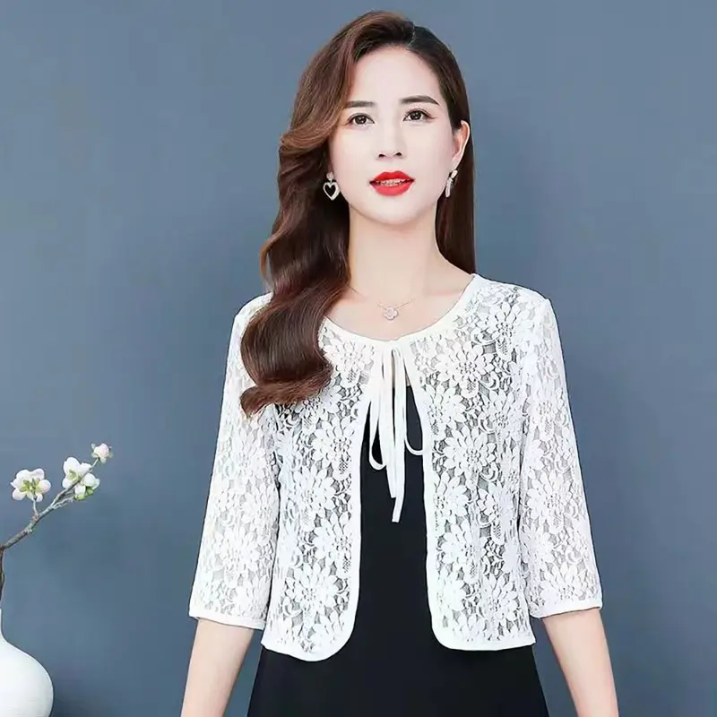 Áo Khoác Ren Mỏng, Nhiều Màu, Khăn Choàng Ren, Thoáng Khí, Áo Khoác Ngắn Mỏng, Khăn Choàng Vải Tuyn, Dành Cho Nữ 1