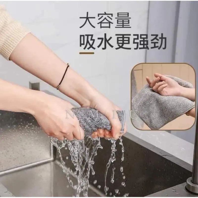 (Size 21x21 cm) Combo 10 Khăn lau bếp màu xám mềm mịn, thấm hút  Làm Sạch 6