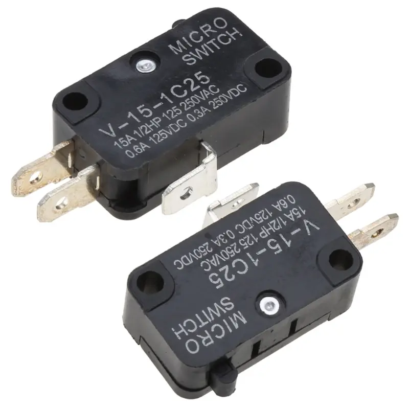 Kaiz - สวิตช์จำกัดไมโคร KW7-0C AC125V/250V 15A การเปลี่ยน 1NO+1NC SPDT ปุ่มแอคชั่นสแน็ป ปุ่มกดสำหรับประตูเตาอบไมโครเวฟ