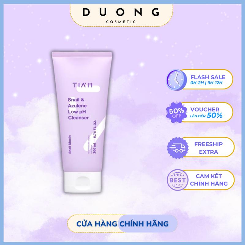  TẶNG MÚT RỬA MẶT  Sữa rửa mặt dịch ốc sên hoa cúc TIAM Snail Cho Da Dầu Mụn 200ml 