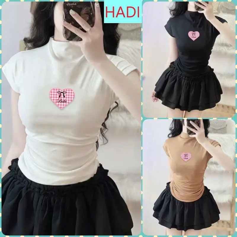 Áo thun cổ lọ nhún eo form đẹp cho nữ hàng VN