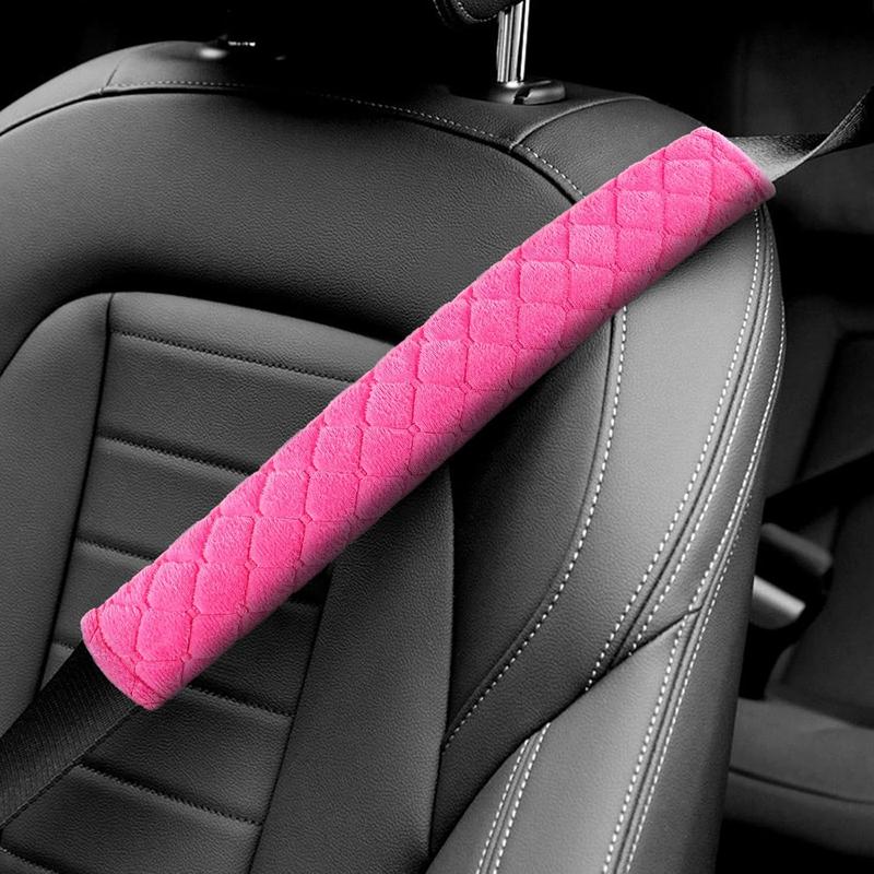 TikTok Shop Car Seat Belt Pads Cover 2PCS 15in Extra Length Seat Belt Shoulder Strap Covers Protector to Release Stress to Neck and Shoulder for a Safety Driving Pink