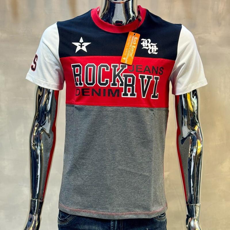  Áo thun rock revival cao cấp màu xám phối đỏ mã số RVL05 Nam Menswear 