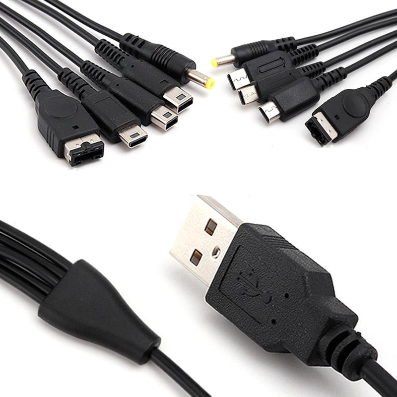 5 in 1 Charge Cable Cord for NDSL/WiiU/New 3DS XL 3DS XL 2DS DsiXL for NDS/GBASP/PSP1000 2000 3000 USB Charger 4