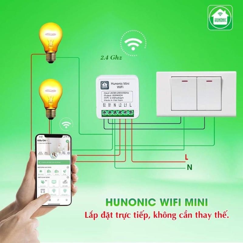 Công Tắc Thông Minh Wifi Hunonic Mini Điều Khiển Từ Xa Qua điện thȯại, Hẹn Giờ Tự Động 7