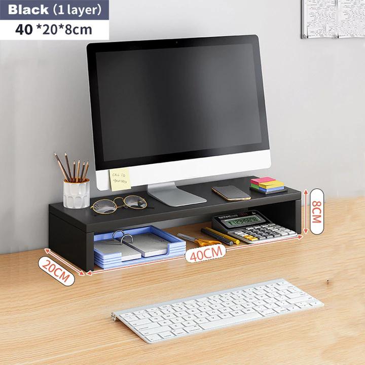 NA Stand Monitor Rak Monitor Desktop Dudukan Komputer Kayu Rak Buku ...