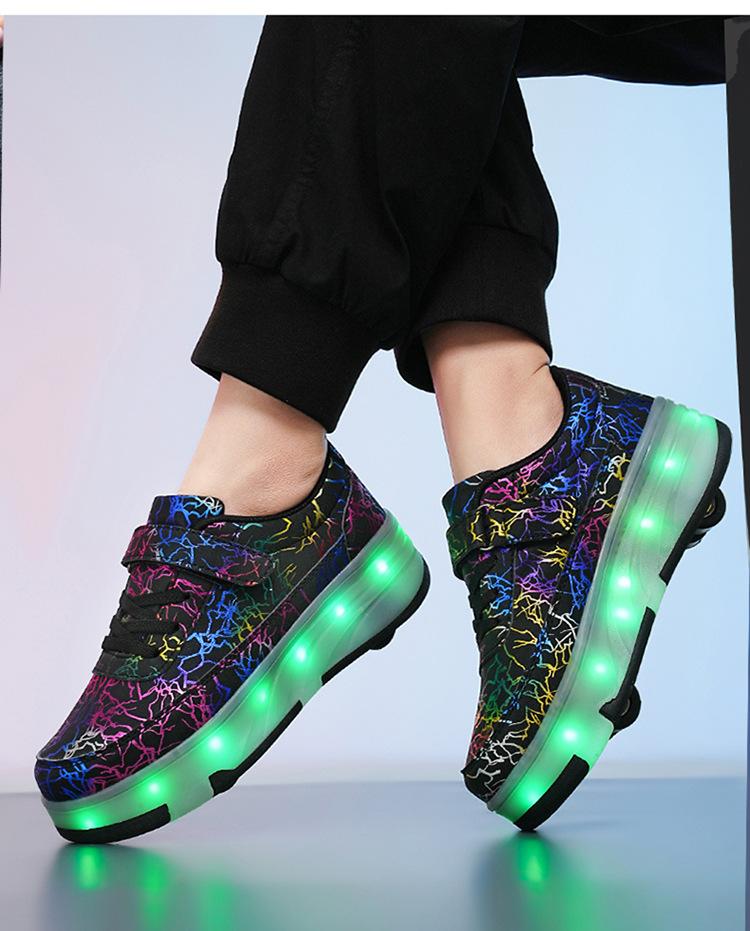 Product Introduction of In Stock Children Heelys Detachable Skate Shoes Boys and Girls Roller Skates Children Heelys New Boys Walking Shoes Four-Wheel Girls Rollerskate Double Row Skates in Stock 18