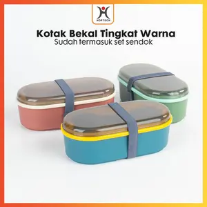 Kotak bekal Tingkat Lunch box warna dengan set alat makan Rantang Kitchenware