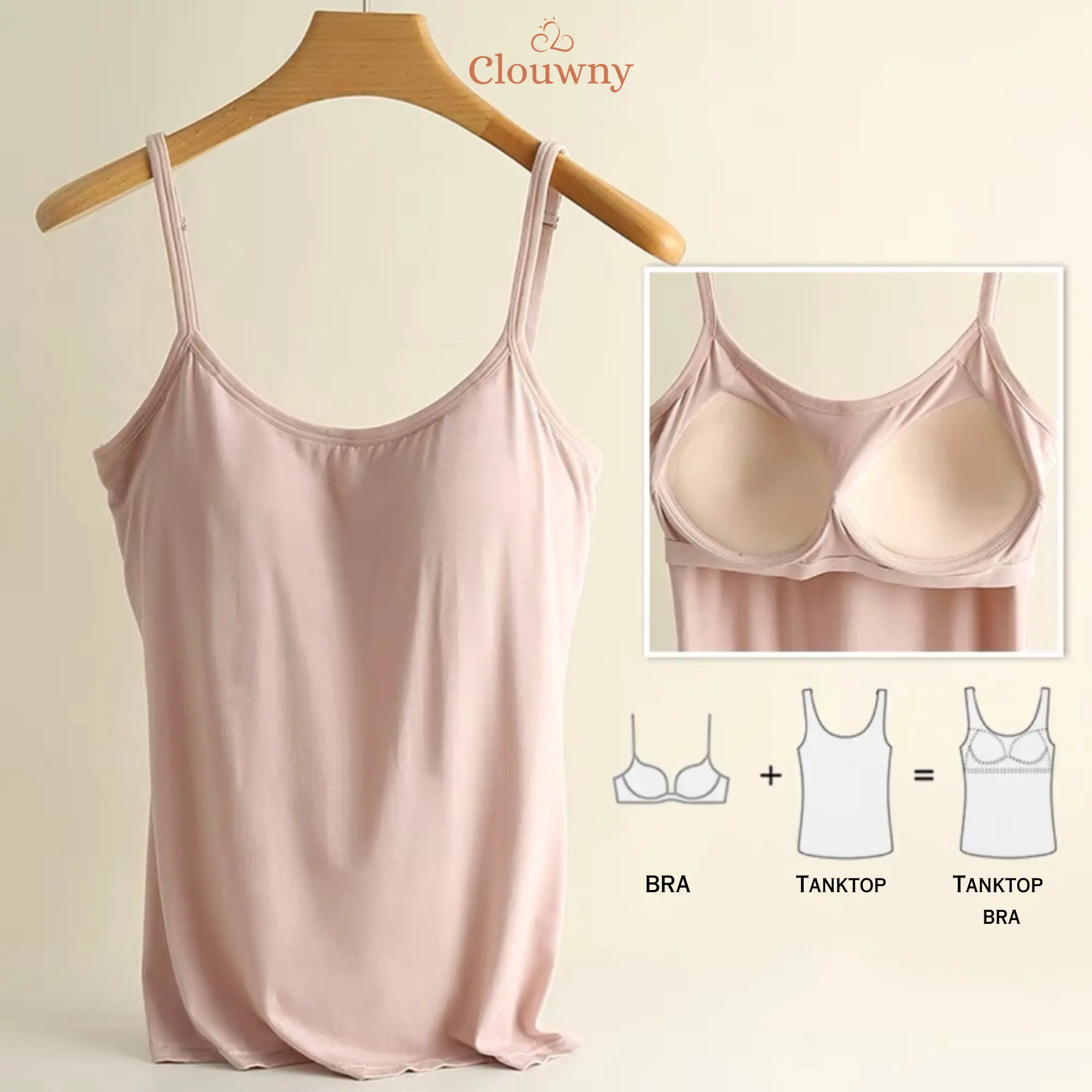 Clouwny TankTop Bra Cup Busa Wanita Allsize Kecil Sampai Jumbo Dalaman Singlet Bh Atasan Crop sleeveless tops tanktop tali kecil silvergrey rompi atasan tank & tube
