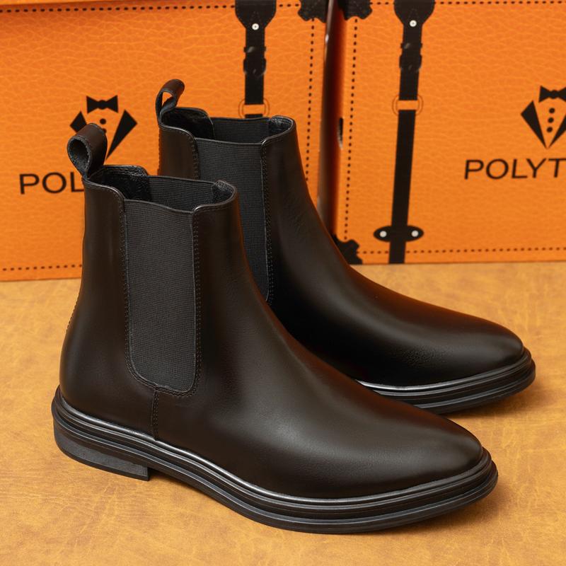 Giày Chelsea Boots 3314 Da Bò Tăng Chiều Cao Đế Cao Su POLYTINO