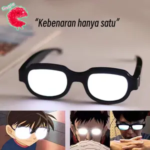 Giggle Kacamata Flash Conan LED Bercahaya Hadiah Kacamata Retro Efek Khusus Mata Merah Mainan Teknologi Sense Sunglasses