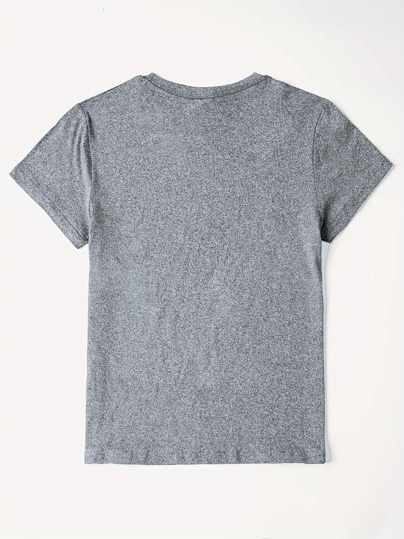 Product Introduction of 【Plus Size】 Heart Print Round Neck Tee, Casual Short Sleeve Crew Neck T-shirt for Summer, Women's Plus Clothing for Daily Wear 4