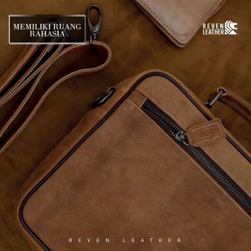 Win Leather - Bima Sling Bag Waistbag Cowok Tas Pinggang Bag, Pria Kulit Sapi Asli Slempang Original Premium Keren Terbaru 7