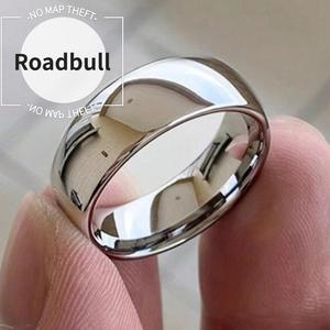 ROADBULLクラシックなシルバーカラーのゴールドメッキ6mm幅ステンレスリング,シンプルなデザイン,エレガントな男女兼用ジュエリーギフト(結婚式や記念日に最适)